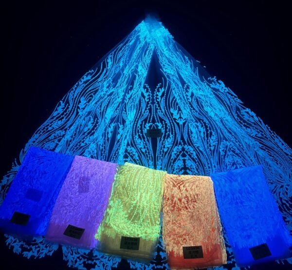 LC3636 Moonlight Floral Glitter Tulle Fabric