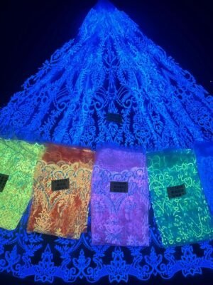 LC3639 Moonlight Floral Glitter Tulle Fabric