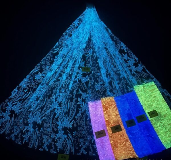 LC3603 Moonlight Floral Glitter Tulle Fabric