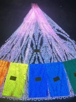 LC3563 Moonlight Floral Glitter Tulle Fabric
