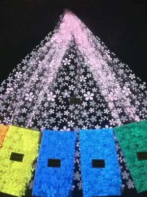 LC3597 Moonlight Floral Glitter Tulle Fabric