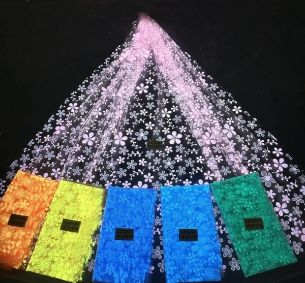 LC3597 Moonlight Floral Glitter Tulle Fabric