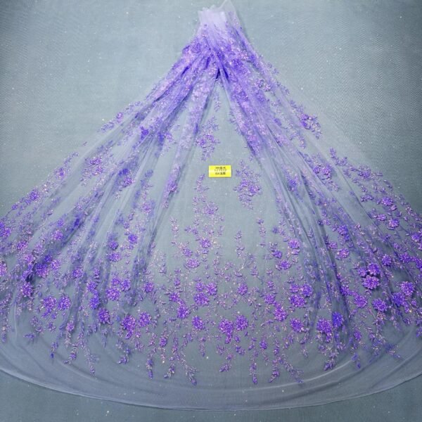 LC7177 Custom 3D Embellished Tulle Fabric