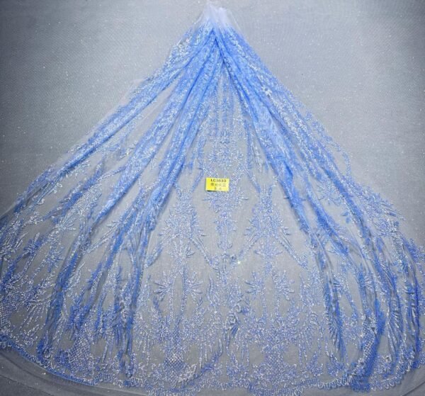 LC3633 Moonlight Floral Glitter Tulle Fabric