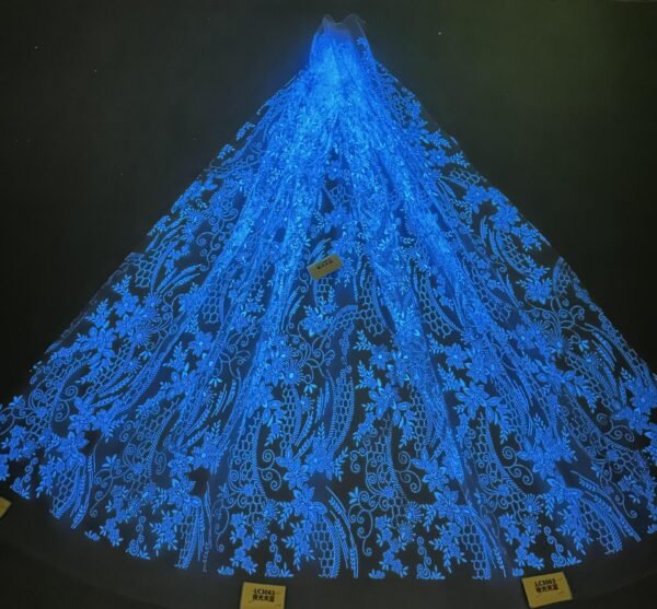 LC3603 Moonlight Floral Glitter Tulle Fabric