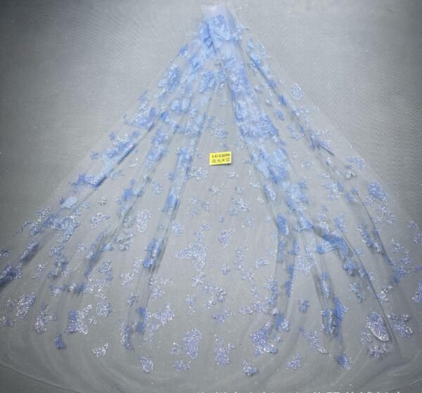 LC3306 Moonlight Floral Glitter Tulle Fabric
