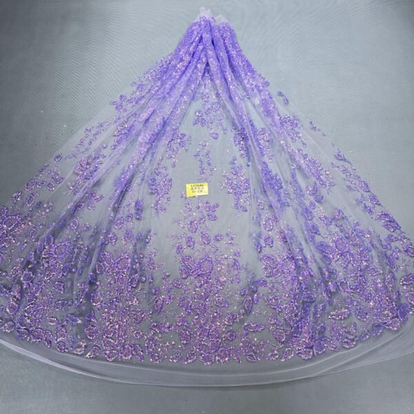 LC7640 Custom 3D Embellished Tulle Fabric