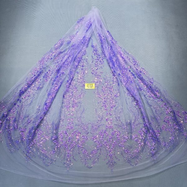 LC7644 Custom 3D Embellished Tulle Fabric