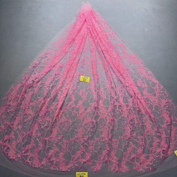 LC3708 Moonlight Floral Glitter Tulle Fabric