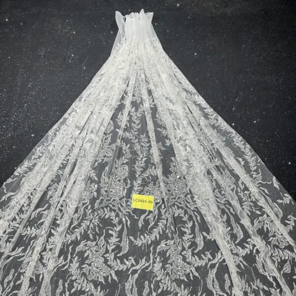 LC3483-40 Pure Silver Bridal Glitter Lace