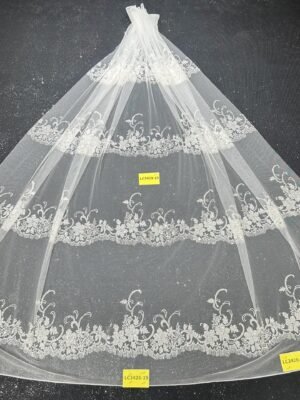 LC3428-19 Pure Silver Bridal Glitter Lace