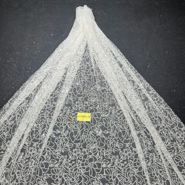 LC3568-23 Pure Silver Bridal Glitter Lace