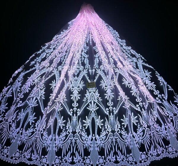 LC3633 Moonlight Floral Glitter Tulle Fabric