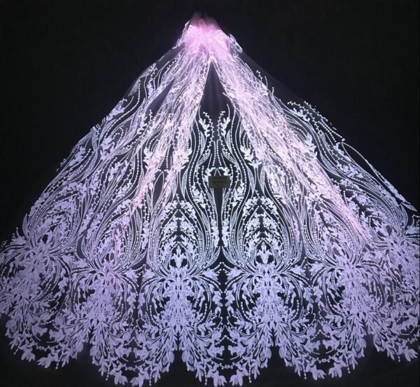 LC3636 Moonlight Floral Glitter Tulle Fabric