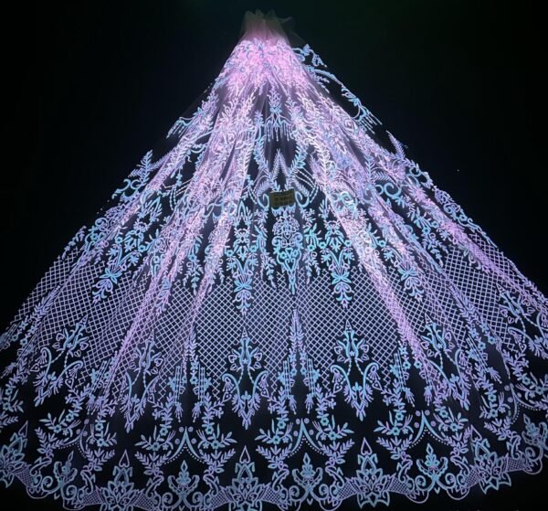 LC3639 Moonlight Floral Glitter Tulle Fabric