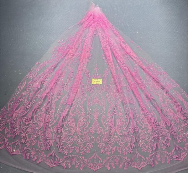 LC3634 Moonlight Floral Glitter Tulle Fabric