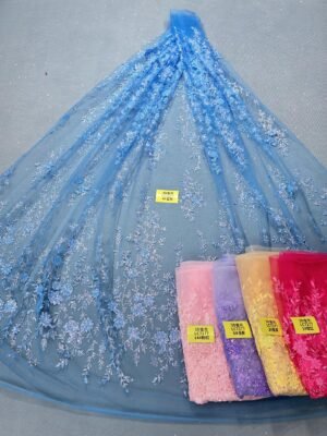 LC7177 Custom 3D Embellished Tulle Fabric