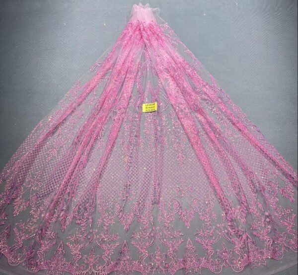 LC3639 Moonlight Floral Glitter Tulle Fabric