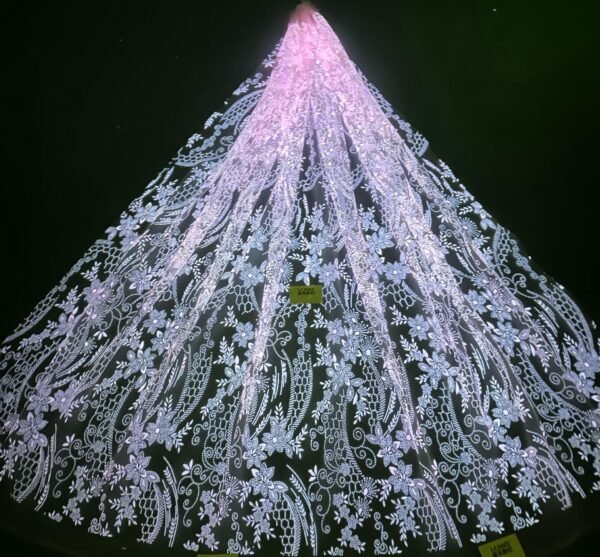 LC3603 Moonlight Floral Glitter Tulle Fabric