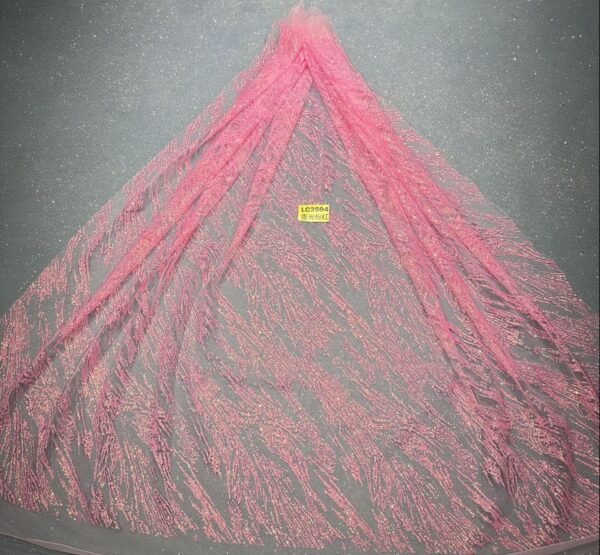 LC3594 Moonlight Floral Glitter Tulle Fabric