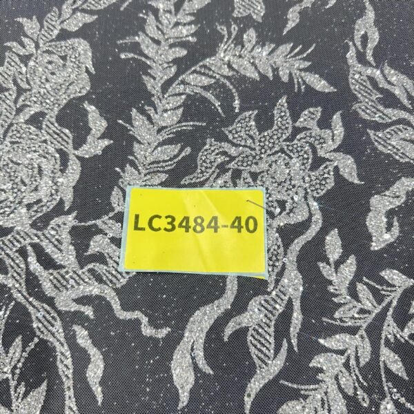 LC3483-40 Pure Silver Bridal Glitter Lace