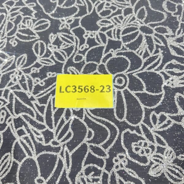 LC3568-23 Pure Silver Bridal Glitter Lace