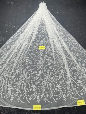 LC3485-26 Pure Silver Bridal Glitter Lace