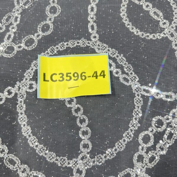 LC3596-44 Pure Silver Bridal Glitter Lace