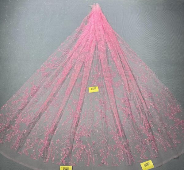 LC3603 Moonlight Floral Glitter Tulle Fabric