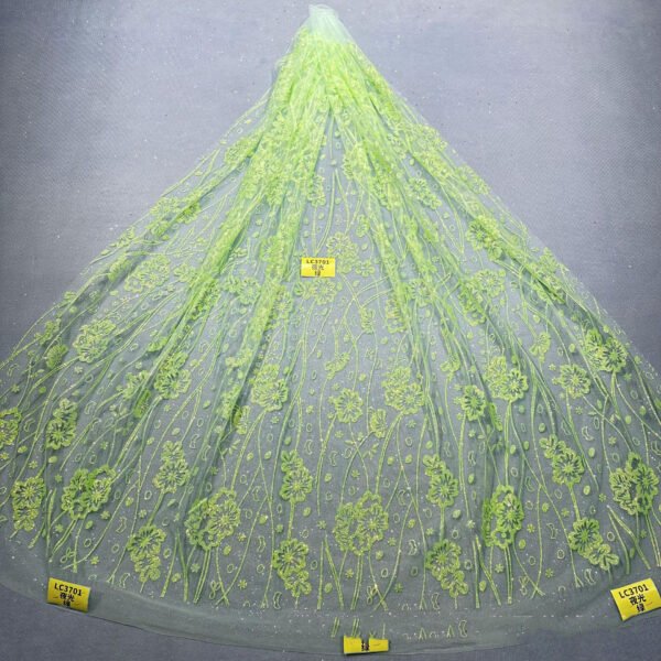 LC3678 Moonlight Floral Glitter Tulle Fabric