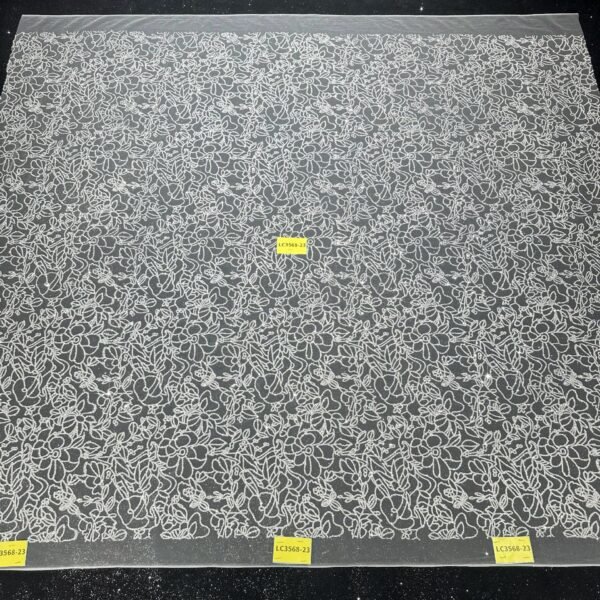 LC3568-23 Pure Silver Bridal Glitter Lace