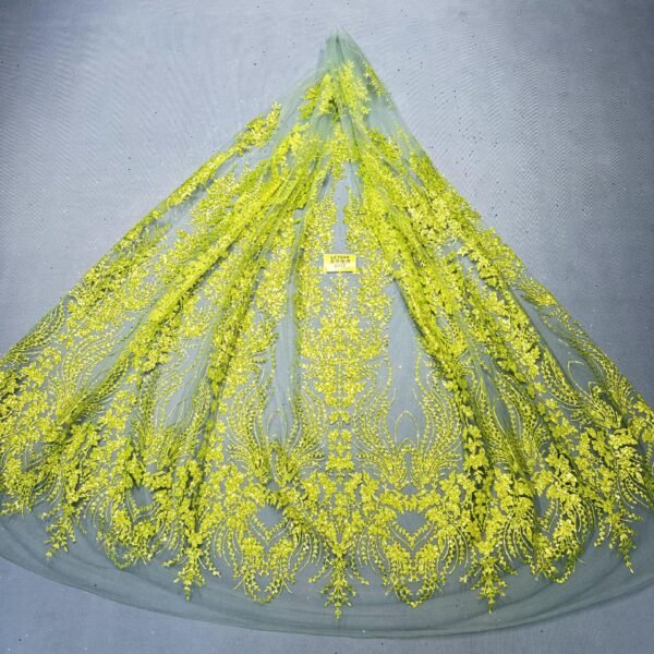 LC7644 Custom 3D Embellished Tulle Fabric