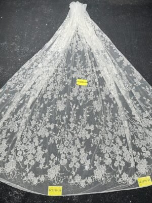 LC3239-39 Pure Silver Bridal Glitter Lace