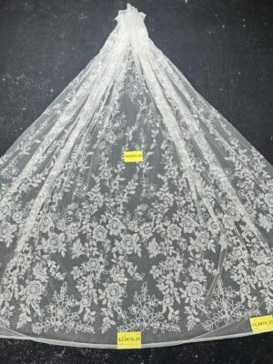 LC3478-25 Pure Silver Bridal Glitter Lace