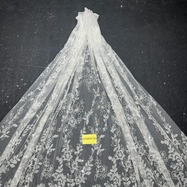 LC3478-25 Pure Silver Bridal Glitter Lace