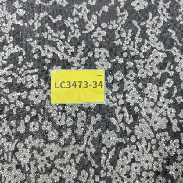 LC3473-34 Pure Silver Bridal Glitter Lace