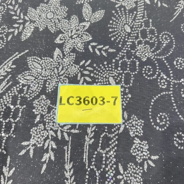 LC3603-7 Pure Silver Bridal Glitter Lace