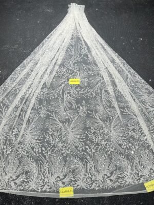 LC3499-31 Pure Silver Bridal Glitter Lace