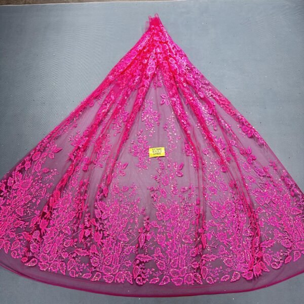 LC7640 Custom 3D Embellished Tulle Fabric