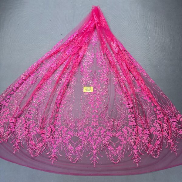 LC7644 Custom 3D Embellished Tulle Fabric