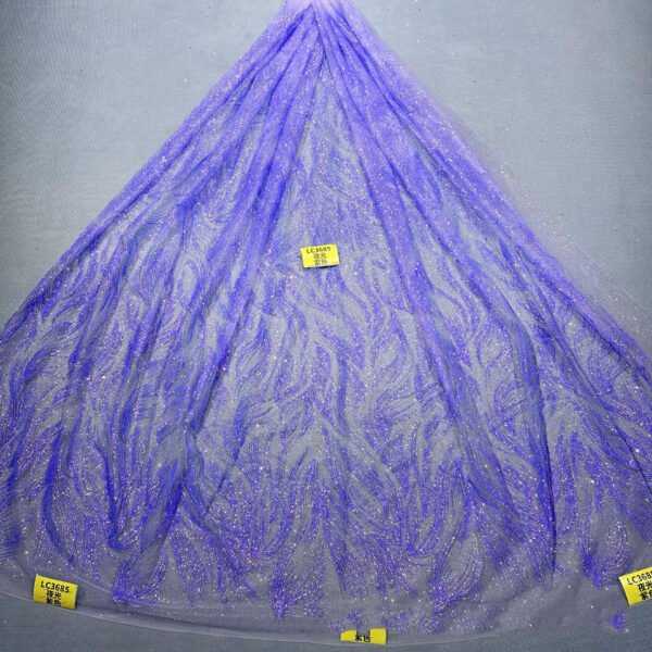 LC3685 Moonlight Floral Glitter Tulle Fabric