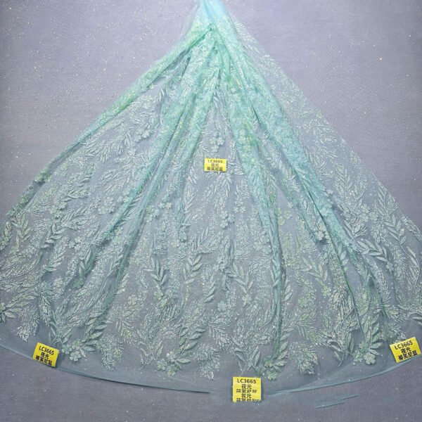 LC3665 Moonlight Floral Glitter Tulle Fabric
