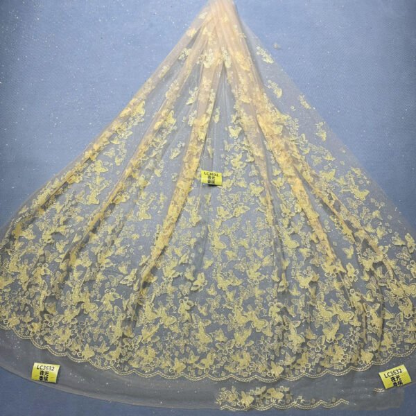 LC3632 Moonlight Floral Glitter Tulle Fabric