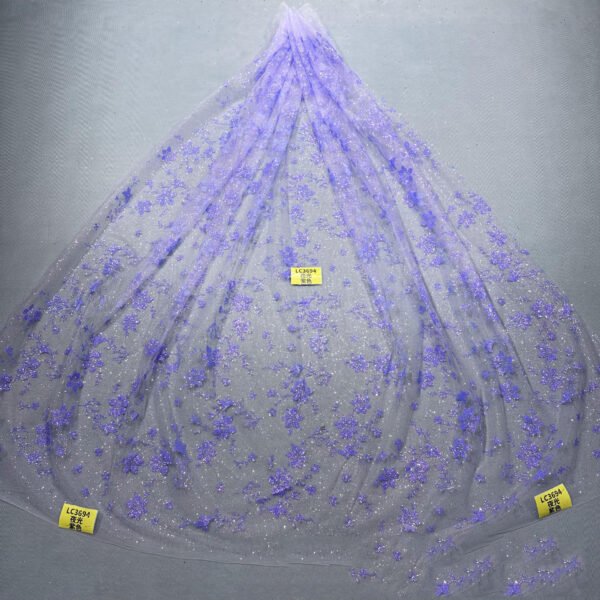 LC3594 Moonlight Floral Glitter Tulle Fabric