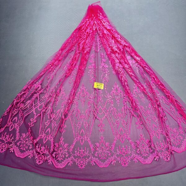 LC7672 Custom 3D Embellished Tulle Fabric