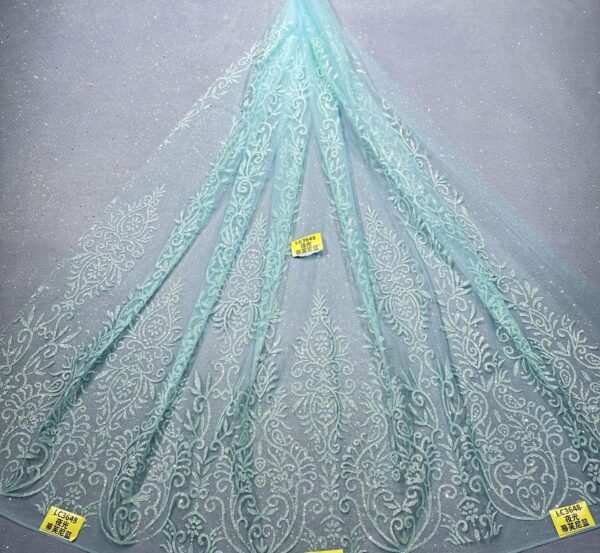 LC3648 Moonlight Floral Glitter Tulle Fabric