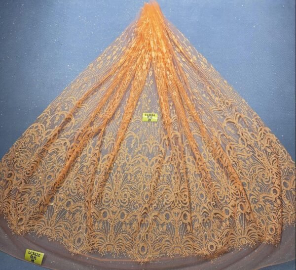 LC3620 Moonlight Floral Glitter Tulle Fabric