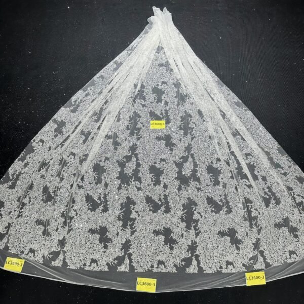 LC3600-3 Pure Silver Bridal Glitter Lace