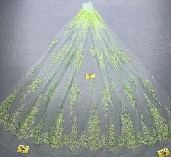 LC3704 Moonlight Floral Glitter Tulle Fabric