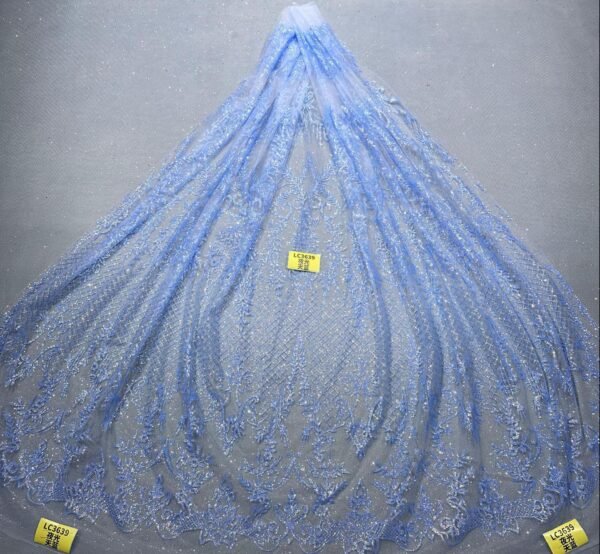 LC3639 Moonlight Floral Glitter Tulle Fabric